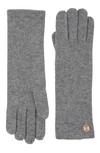 Bruno Magli Cashmere Jersey Knit Gloves In Grey