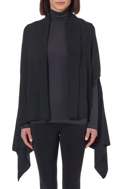 Bruno Magli Cashmere & Wool Rib Knit Cape Scarf In Black