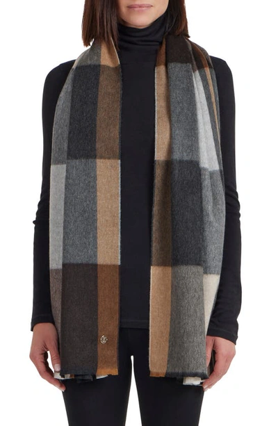 Bruno Magli Plaid Cashmere Scarf In Brown