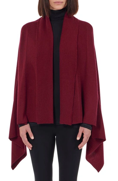 Bruno Magli Cashmere & Wool Rib Knit Cape Scarf In Bordeaux