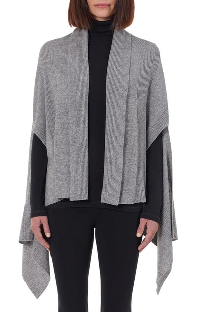 Bruno Magli Cashmere & Wool Rib Knit Cape Scarf In Grey