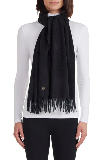 Bruno Magli Cashmere Fringe Scarf In Black