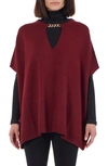 Bruno Magli Wool & Cashmere Blend Chain Trim Knit Capelet Top In Bordeaux