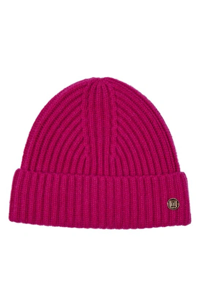 Bruno Magli Cashmere Ribbed Knit Beanie In Bright Pink