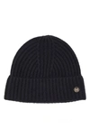 Bruno Magli Cashmere Ribbed Knit Beanie In Black