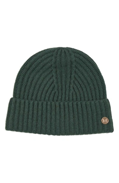 Bruno Magli Cashmere Ribbed Knit Beanie In Green