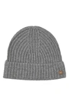 Bruno Magli Cashmere Ribbed Knit Beanie In Gray