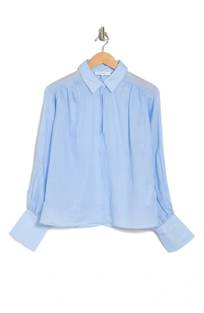 Frame Keyhole Popover Blouse In Oxford Blue