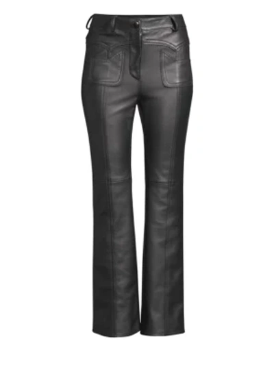 Coach Straight-leg Cropped Leather Pants In Black