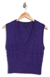Rag & Bone Elizabeth Cable Wool Blend Sweater Vest In Purple