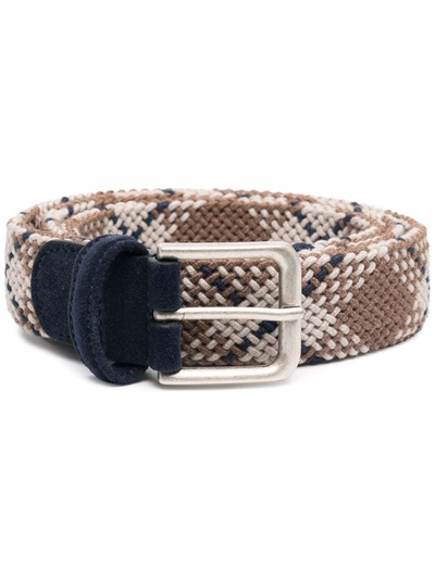 Anderson's Tartan-woven Belt In Neutrals