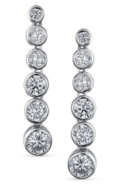 Bling Jewelry Graduated Cubic Zirconia Linear Drop Earrings In Silver White
