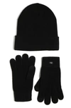 Ugg ® Knit Beanie & Tech Gloves Set In Black