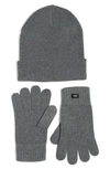Ugg ® Knit Beanie & Tech Gloves Set In Charcoal
