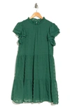 Love By Design Kelsey Chiffon Mini Swiss Dot Dress In Emerald