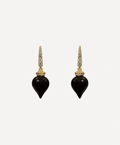 Annoushka 18ct Gold Touch Wood Small Diamond And Ebony Drop Earrings