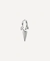 Maria Tash 14ct 8mm Long Triple Spike Non-rotating Single Hoop Earring In White Gold