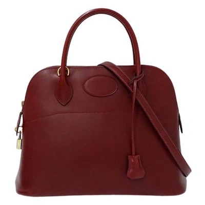 Hermes Hermès Bolide Burgundy Leather Handbag ()