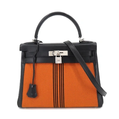 Hermes Hermès Kelly 28 Orange Leather Handbag ()