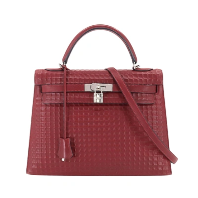 Hermes Hermès Kelly 32 Red Pony-style Calfskin Handbag ()