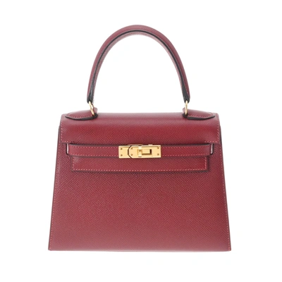 Hermes Hermès Kelly Burgundy Leather Handbag ()