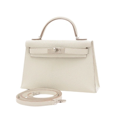 Hermes Hermès Kelly Silver Leather Handbag ()
