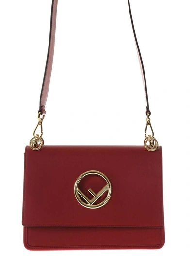 Fendi Kan I F Leather Top Handle Bag In Strawberry