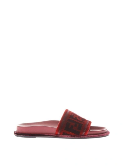 Fendi Leather Sandal Flat In Red