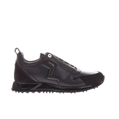 Fendi Thunder Leather Sneakers In Black