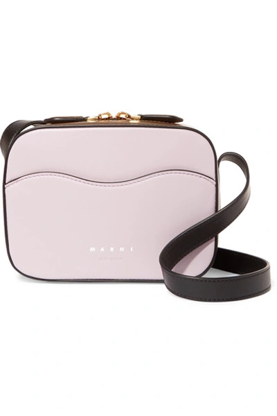 Marni Color-block Leather Mini Camera Bag In Powder Pink/dusty Olive/black/ Gold