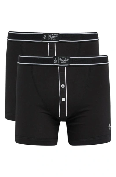 Original Penguin Pack Of 2 Button Boxer Briefs In Black