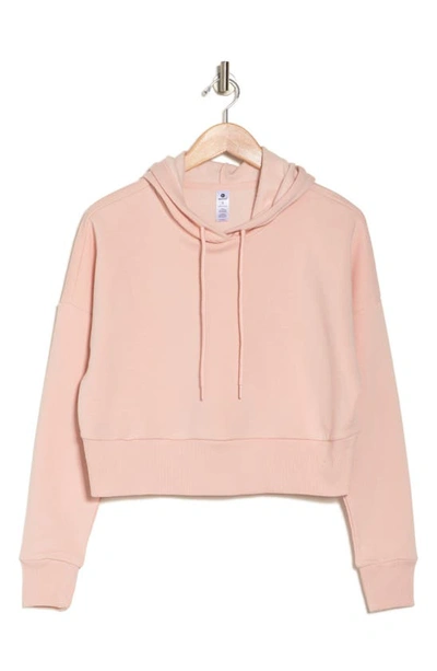 90 Degree By Reflex Brushed Knit Cropped Hoodie In Peach Whip