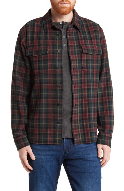 Slate & Stone Heavy Flannel Shirt Jacket In Green Red Plaid