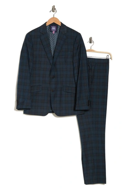Savile Row Co Trim Fit Plaid Suit In Blue
