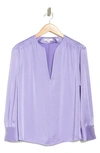 Vince Smocked Long Sleeve Blouse In Lily Stone