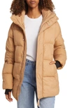 Halfdays Tabei Recycled Nylon Puffer Parka With Removable Hood In Chai