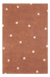 Lorena Canals Mini Polka Dot Washable Cotton Blend Rug In Chestnut Natural