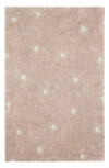 Lorena Canals Mini Polka Dot Washable Cotton Blend Rug In Rose Natural