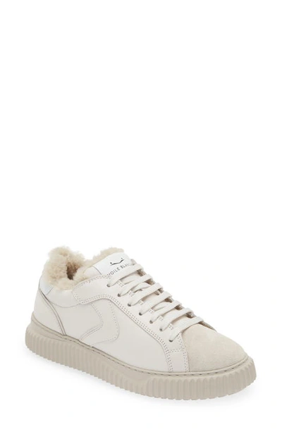 Voile Blanche Lipari Genuine Shearling Lined Sneaker In White