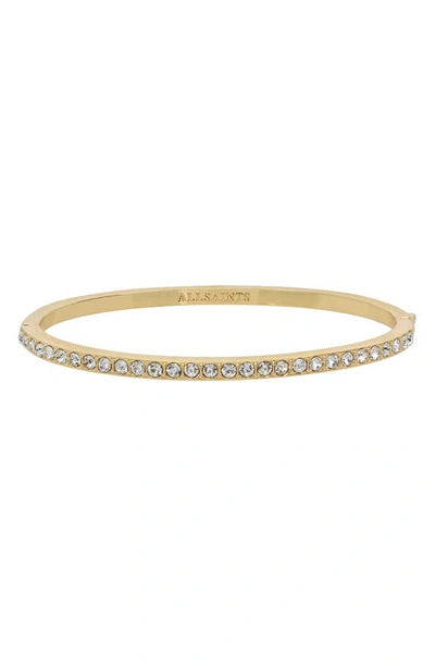 Allsaints Crystal Hinge Bangle Bracelet In Gold