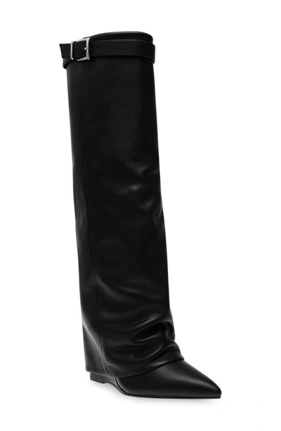 Steve Madden Corenne Foldover Shaft Pointed Toe Knee High Boot In Black