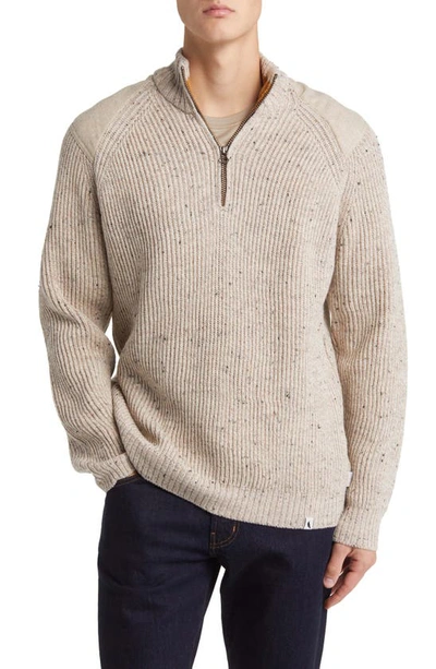 Peregrine Foxton Wool Quarter-zip Sweater In Oatmeal