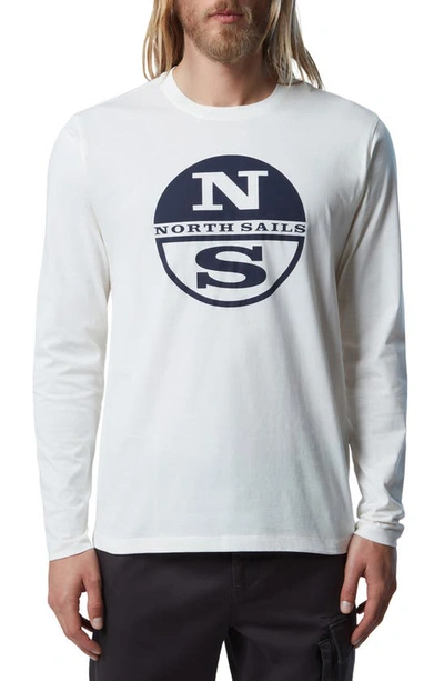 North Sails Logo Long Sleeve Cotton Graphic T-shirt In Marshmellow