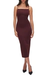 Good American Spaghetti Scuba Midi Dress In Malbec003