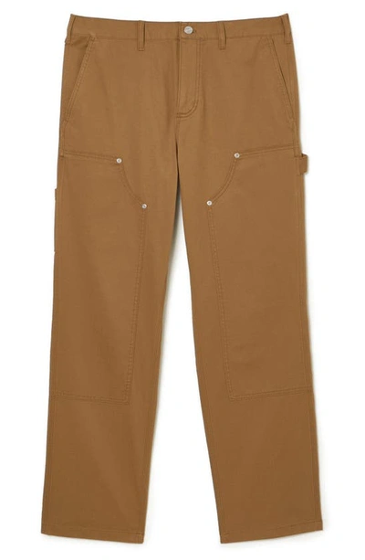 Lacoste Straight Fit Stretch Carpenter Pants In Six Cookie
