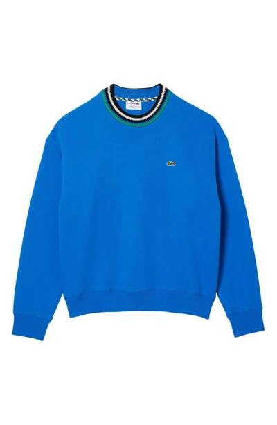 Lacoste Loose Fit Crewneck Sweatshirt In Blue