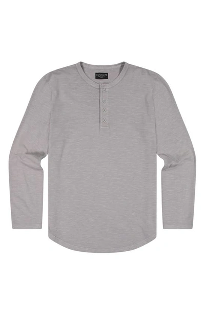 Goodlife Sun-faded Long Sleeve Slub Scallop Henley In Alloy