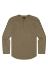 Goodlife Sun-faded Long Sleeve Slub Scallop Henley In Timber