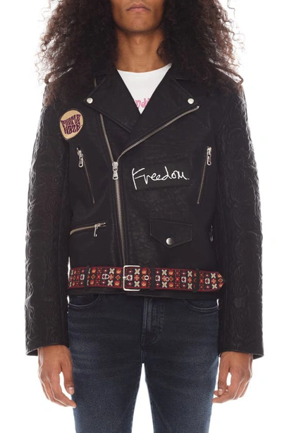 Cult Of Individuality Hendrix Faux Leather Moto Jacket In Black