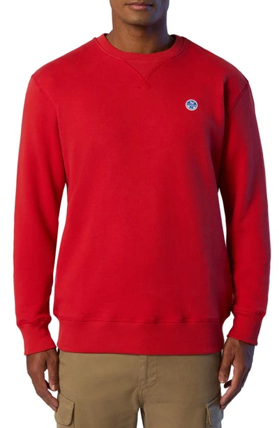 North Sails Logo Embroidered Cotton Sweatshirt In Red